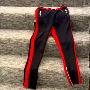 Encrypted black and red joggers
